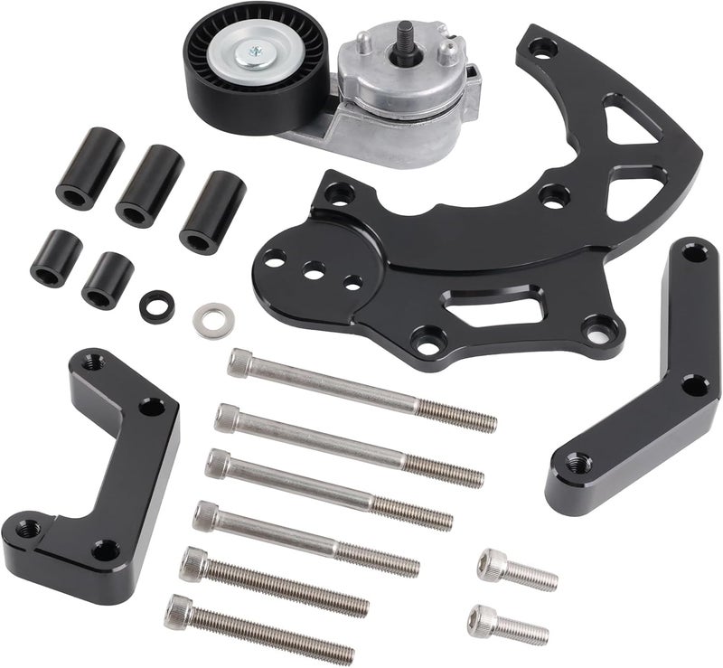 RiAiCiING LS Swap R4 AC Compressor Bracket High Mount kit with Belt Tensioner for Chevrolet GMC SUV Truck Vortec Engines LSX LS2 LS3 LS6 Air Conditioner Passenger Side - Image 1